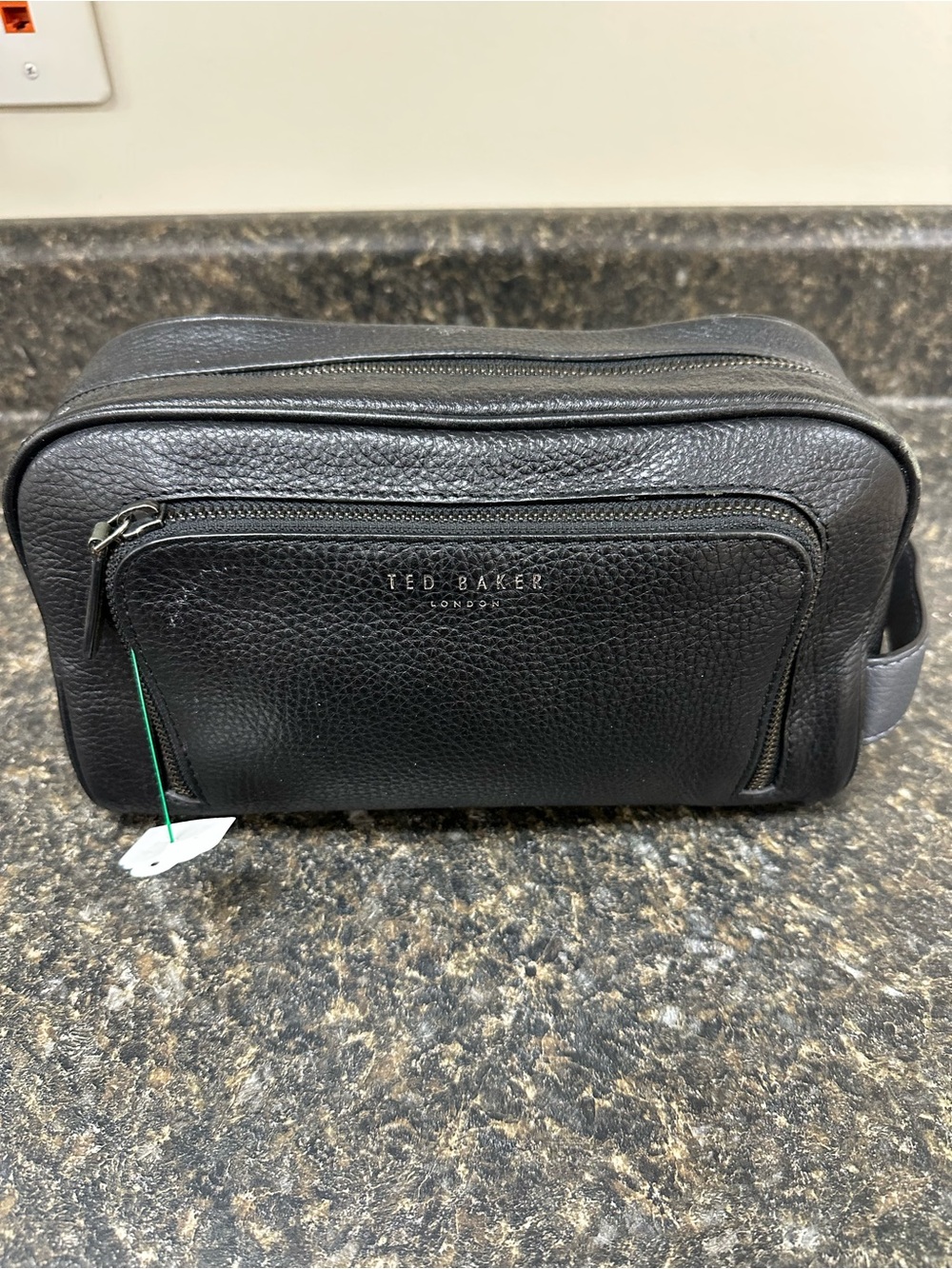 Ted Baker London Black Pebbled Leather Toiletry Bag
